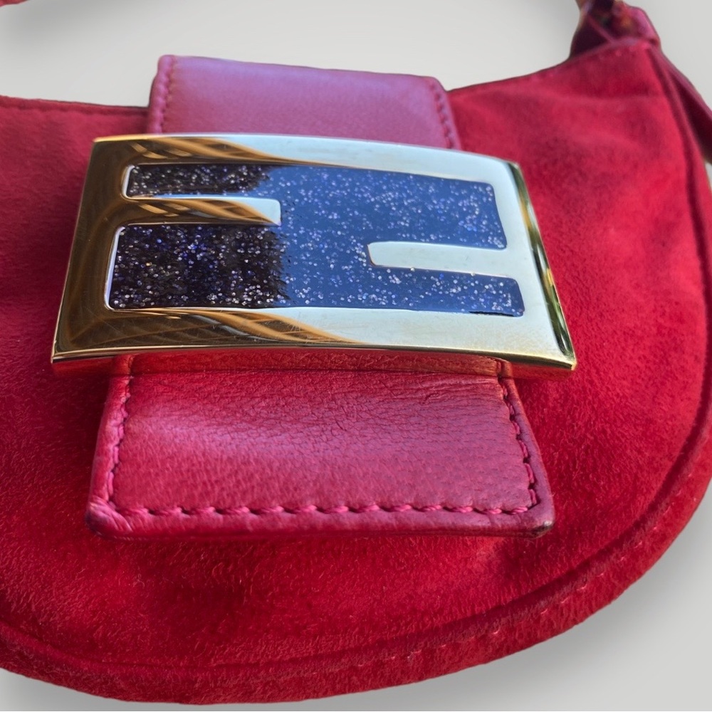 Fendi Red Suede Mini Croissant HandBag - Picture 5 of 11